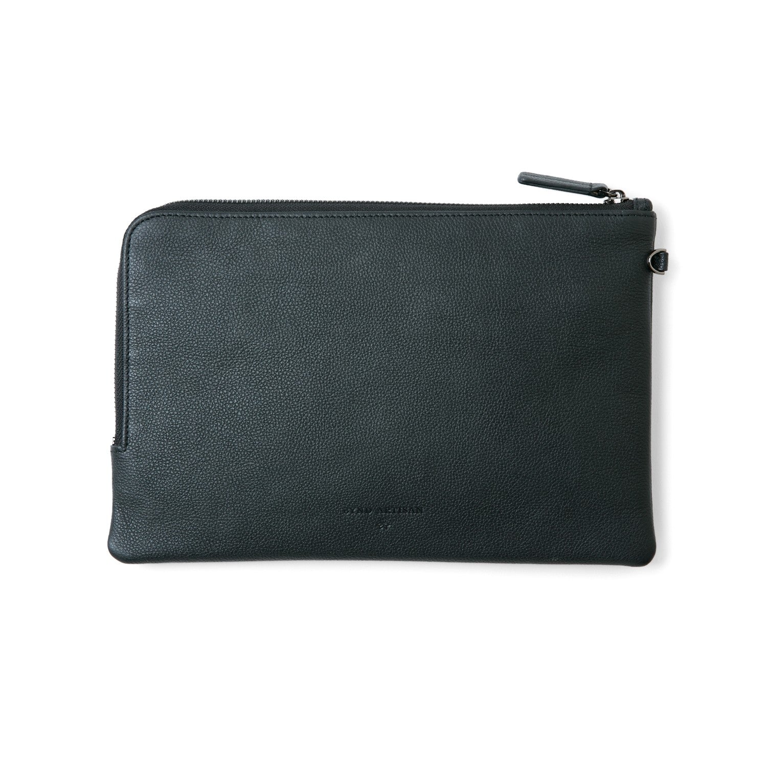 Black leather zip pouch sale